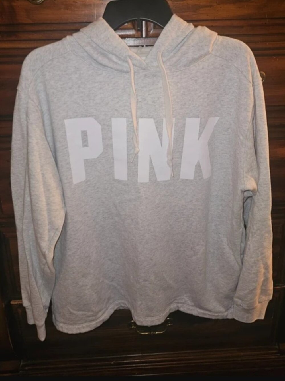 PINK Victoria's Secret Light Gray Pullover Hoodie - Size M